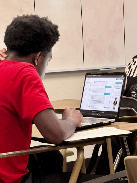 Student working on math in the classroom with Mathmatix AI