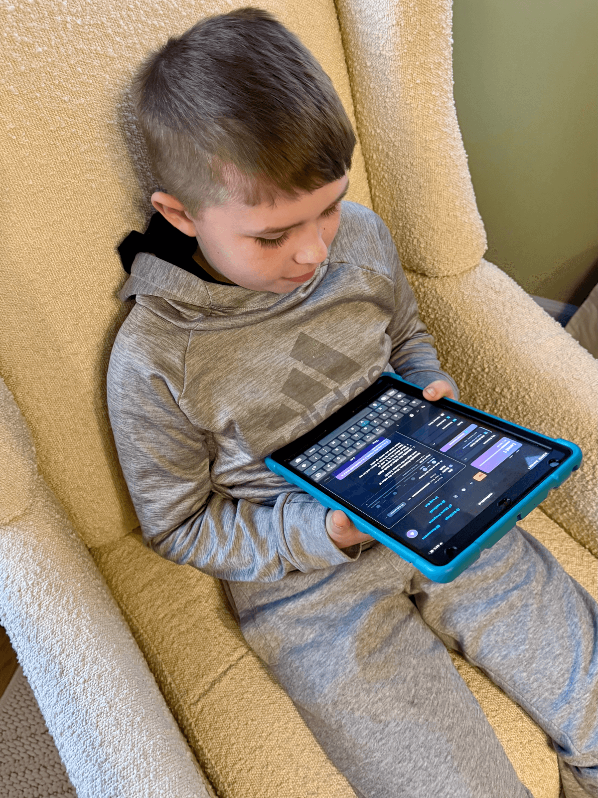 Student using a tablet to learn math with Mathmatix AI